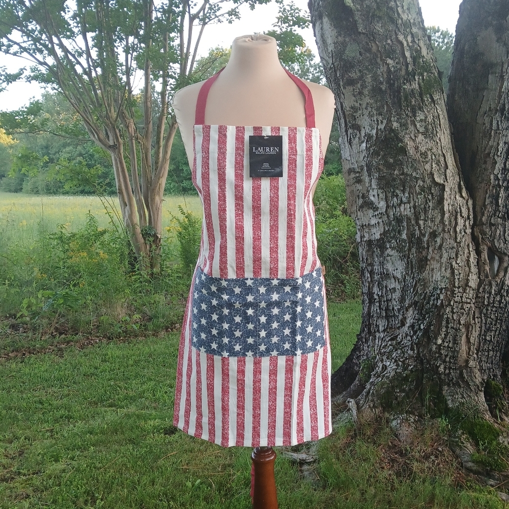 Ralph Lauren 100% Cotton Patriotic American Flag Apron, Unisex - Picture 2 of 8